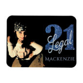 21および法律 |青フェイクグリッター写真画像 マグネット (横)