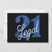 21および法律 |青フェイクグリッター写真画像 招待状 (裏面)