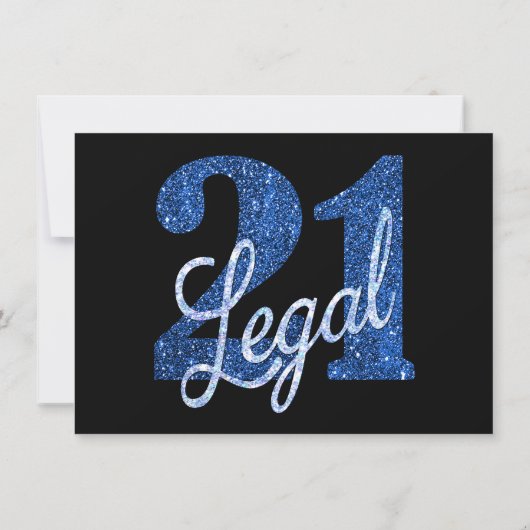21および法律 |青フェイクグリッター写真画像 招待状 (裏面)