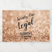 21および法的赤面バラ金ゴールドカスタムグリッターミニ リキュールボトルラベル (シングルラベル)