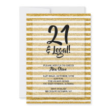21および法的金ゴールドグリッターストライプ誕生日