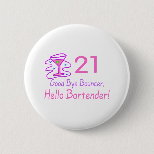 21さようなら警備員のこんにちはバーテンダー(ピンク) 缶バッジ (正面)