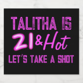 21とホットテイクショットのネオン誕生日 リキュールボトルラベル (シングルラベル)