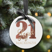 21とリーガルホワイトローズ金ゴールド21歳の誕生日 セラミックオーナメント