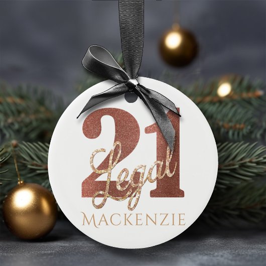21とリーガルホワイトローズ金ゴールド21歳の誕生日 セラミックオーナメント