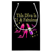 21と素晴らしいピンクシューズとリップスティックDIVAデザイン スモールペーパーバッグ (裏面)