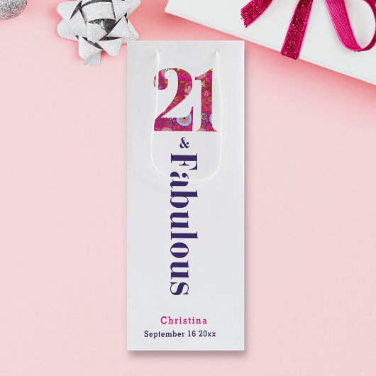 21と素晴らしい21歳の誕生日ワイン抱き枕 ワインギフトバッグ