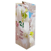 21のギフトバッグの幸せな第21誕生日の誕生日カスタム ワインギフトバッグ (正面アングル)