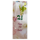 21のギフトバッグの幸せな第21誕生日の誕生日カスタム ワインギフトバッグ (正面)