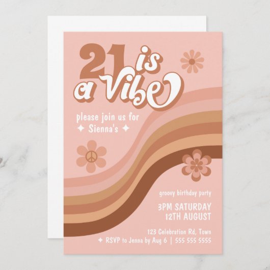 21はヴィベレトロデイジーピンク誕生日 招待状