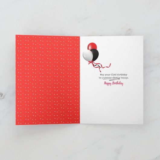 21よくはしゃぐ歳の誕生日カード用のタビー猫 カード (内部)