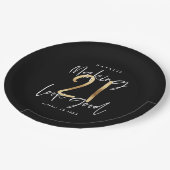 21を素敵な誕生日金ゴールドパーティー ペーパープレート (アングル)