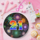 21イベント-おもしろいカラフル、はっきりした、虹21 ペーパープレート (パーティー)