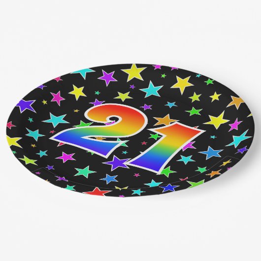 21イベント:はっきりした、おもしろい、レインボーカラフル21 ペーパープレート (アングル)