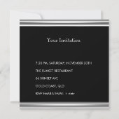 21エレガント日21バースデーパーティーブラックシルバーデコ 招待状 (裏面)