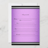 21エレガント歳誕生日ブラックパープル&シルバーメタル 招待状 (裏面)