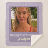 21カスタム歳の女性バイオレットのための写真ギフト シェルパブランケット (正面)