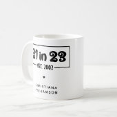 21カスタム歳の誕生日お祝い21で23 Est 2002 コーヒーマグカップ (正面左)