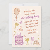 21カラフル歳の誕生日パーティー 招待状 (正面)