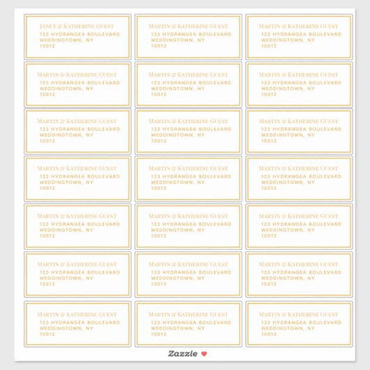 21ゲストアドレステンプレート各1.75 x 4.25インチ金ゴールド シール (シート)