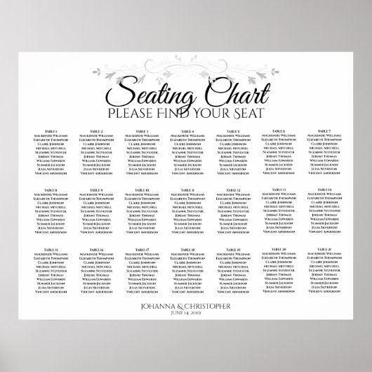 21シンプル表白結婚座席表 ポスター (正面)