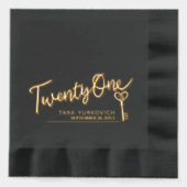 21スクリプトおよび鍵文字名前をカスタムする日 箔ナプキン (正面)