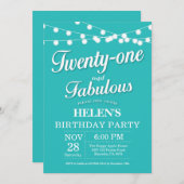 21ストバースデー招待状アクアターコイズファボウス 招待状 (正面/裏面)