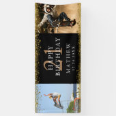 21セント誕生日ブラック&金ゴールドスパークルパーティーバナー 横断幕 (縦)