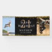 21セント誕生日ブラック&金ゴールドスパークルパーティーバナー 横断幕 (横)