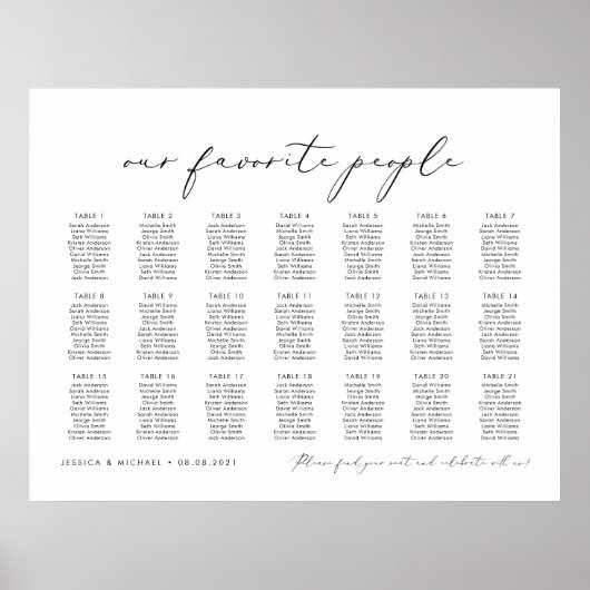 21テーブル私たちお気に入りのの人の座席図プラン ポスター (正面)