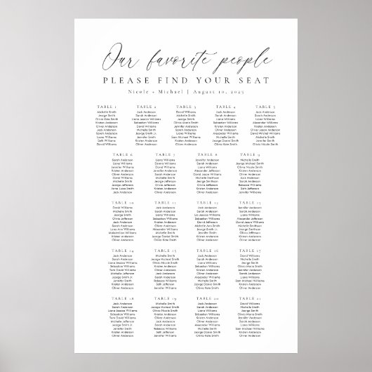 21テーブル私たちお気に入りのの人の座席表 ポスター (正面)