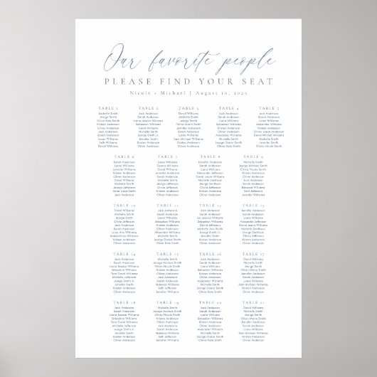 21テーブル私たちお気に入りのの人の座席表 ポスター (正面)