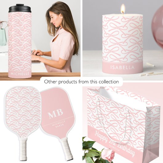 21ハッピーバースデーピンクボウホワイト抱き枕 ラージペーパーバッグ