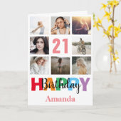 21ハッピーバースデーフォトコラージュピモダンンク カード (黄色い花)