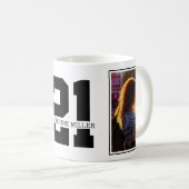 21パーソナライズされたモダン歳の誕生日の写真 コーヒーマグカップ (正面右)