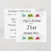 21パーソナライズされた歳の誕生日パーティの招待状 招待状 (正面/裏面)