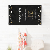 21パーソナライズされた歳の誕生日金ゴールドと黒点 横断幕 (インサイチュ)