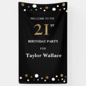 21パーソナライズされた歳の誕生日金ゴールドと黒点 横断幕 (縦)