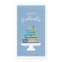 21パーソナライズされた歳の誕生日(ブルーケーキと金ゴールドケーキ)