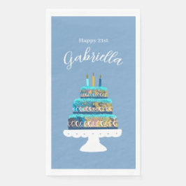 21パーソナライズされた歳の誕生日(ブルーケーキと金ゴールドケーキ)