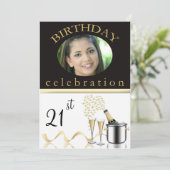 21パーソナライズされた歳誕生日パーティー写真招待状 招待状 (スタンド正面)