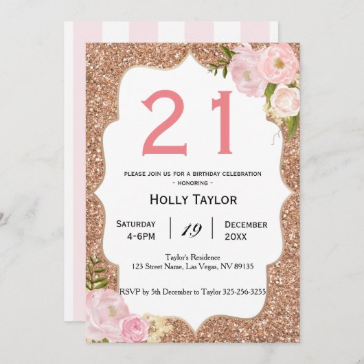 21パーソナライズされた歳誕生日招待状 招待状 (正面/裏面)