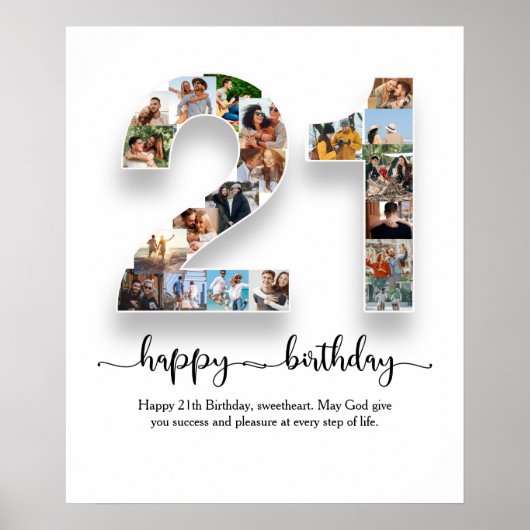 21パーソナライズされた誕生日コラージポスター ポスター (正面)