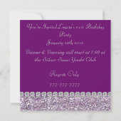 21パープル·バースデー·パきらきら光るーティーの招待 招待状 (裏面)
