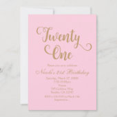 21ピンク金ゴールドバースデーパーティ招待状 招待状 (正面)