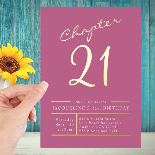 21ピンク金ゴールド21歳の誕生日パーティー金ゴールド 箔招待状