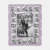 21フォトコラージュとタイルパターンCAN紫を編集 フリースブランケット (正面)