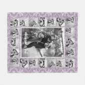 21フォトコラージュとタイルパターンCAN紫を編集 フリースブランケット (正面(横))