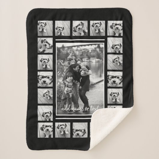 21フォトコラージュとドットパターン – カラー編集可能 シェルパブランケット (正面)