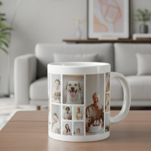 21フォトコラージュパーソナライズされた家族 ジャンボコーヒーマグカップ